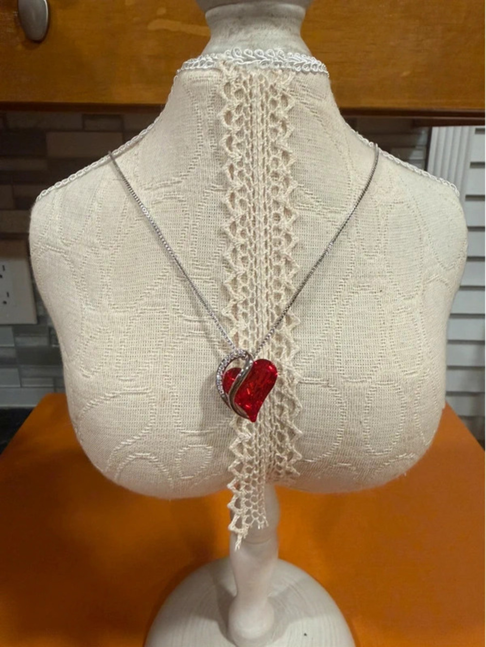 Red Heart Crystal Pendant Necklace